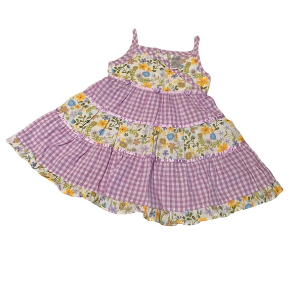 Blueberi Boulevard Purple Gingham Floral Dress 18 Months Ribbon Roses Easter - Picture 1 of 7